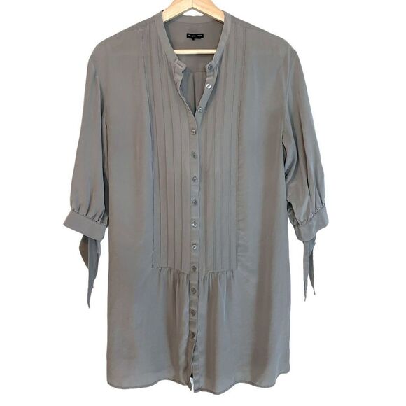 Club Monaco 100% Silk 1/2 Button Sleeve Tie Top - Picture 1 of 7